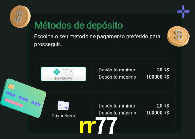 O cassino rr77 oferece uma grande variedade de métodos de pagamento